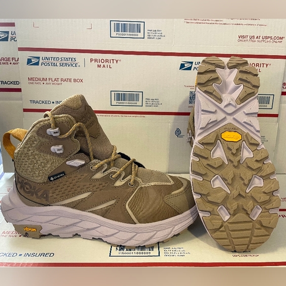 Hoka One Anacapa Gore-Tex Mid Vibram Hiking Boots Shoes Oxford Tan NEW - Picture 2 of 9